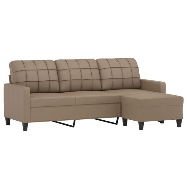 vidaXL Canap&eacute; &agrave; 3 places avec repose-pieds Cappuccino 180cm Similicuir
