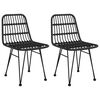 vidaXL Ensemble &agrave; manger de jardin 3 pcs Noir R&eacute;sine tress&eacute;e