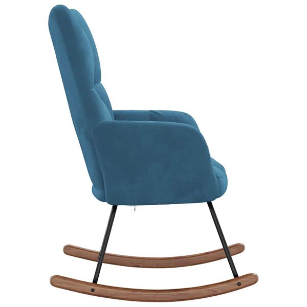 vidaXL Chaise &agrave; bascule Bleu Velours