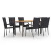 vidaXL Ensemble &agrave; manger de jardin 7 pcs R&eacute;sine tress&eacute;e Noir