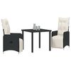 vidaXL Ensemble de salle &agrave; manger pour jardin 3 pcs Noir polyrotin