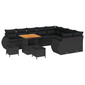vidaXL Ensemble de canap&eacute; de jardin 12 pcs Noir polyrotin