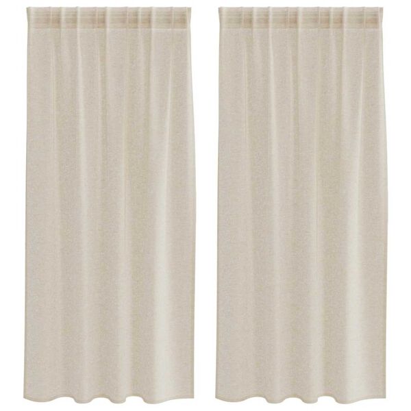 vidaXL Rideau en Voile 2 pcs Couleur sable 175 x 140 cm Polyester