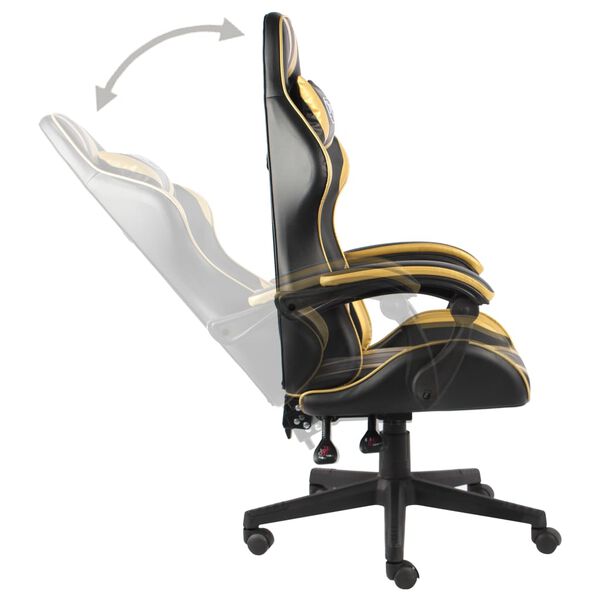 vidaXL Fauteuil de jeux vid&eacute;o Noir et dor&eacute; Similicuir