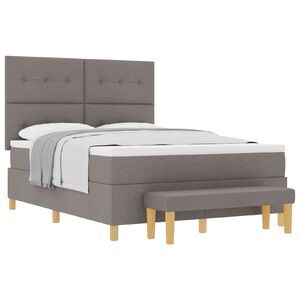 vidaXL Lit &agrave; ressorts avec matelas Taupe 160 x 200 cm tissu