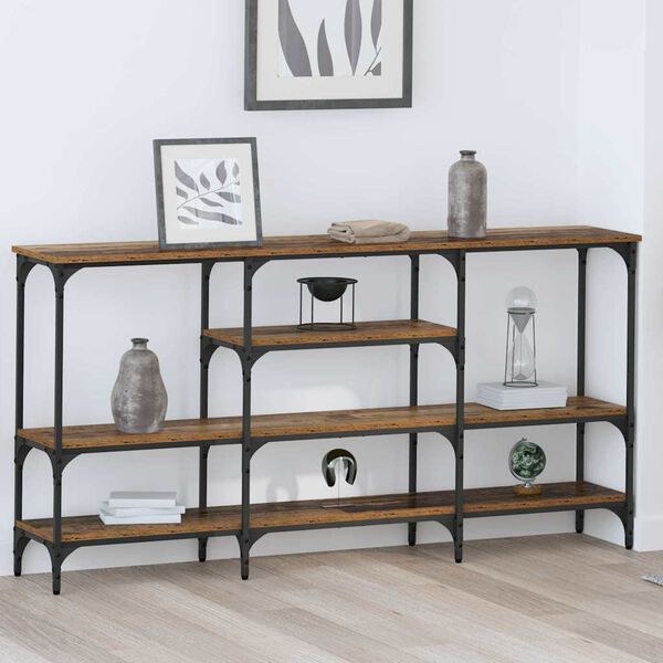vidaXL Table console Bois ancien 160 x 29 x 80 cm Bois d'ing&eacute;nierie