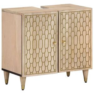 vidaXL Armoire lavabo de salle de bain bois massif de manguier