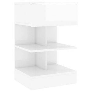 vidaXL Table de chevet Blanc brillant 40x35x65 cm Bois d&rsquo;ing&eacute;nierie