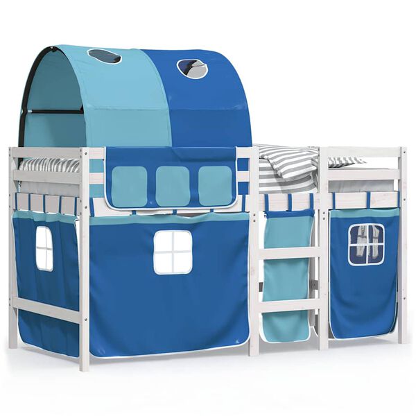 vidaXL Lit mezzanine enfants avec tunnel sans matelas bleu 90x190 cm