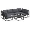 vidaXL Ensemble de canap&eacute; de jardin avec coussin 7 pcs Noir Aluminium