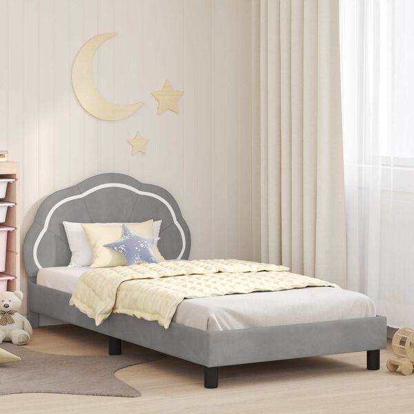 vidaXL Cadre de lit pour enfants avec t&ecirc;te de lit Gris clair