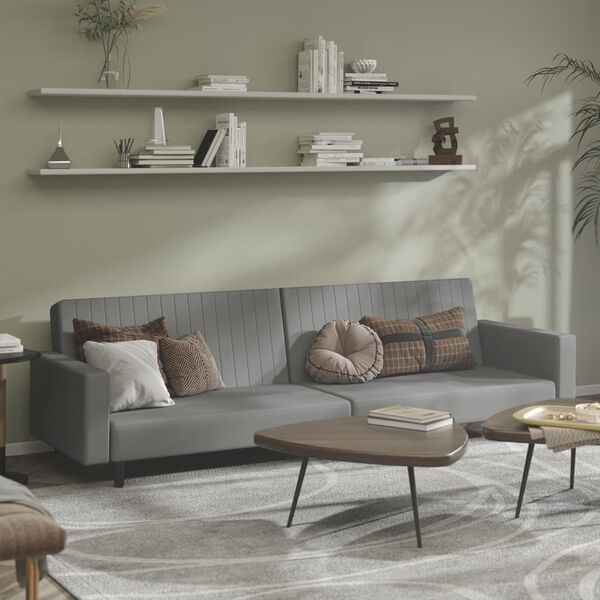 vidaXL Canap&eacute;-lit &agrave; 2 places Gris clair Velours
