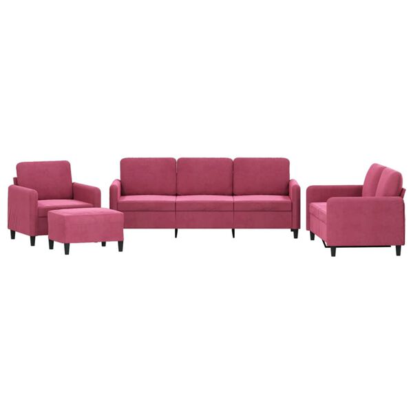 vidaXL Ensemble de canap&eacute;s 4 pcs rouge bordeaux velours