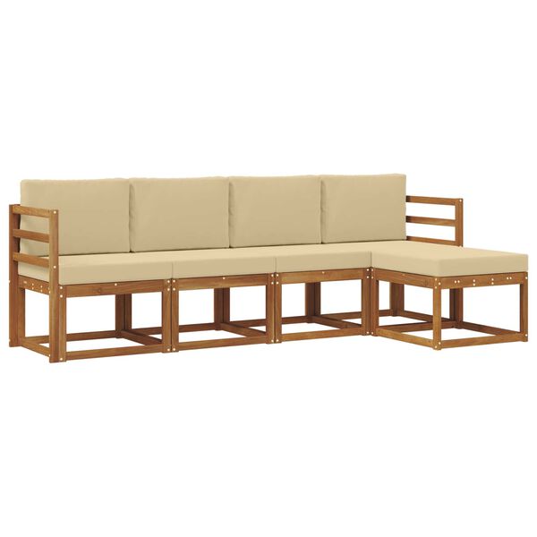 vidaXL Ensemble de canap&eacute;s d'ext&eacute;rieur 5 pcs Naturel et Beige