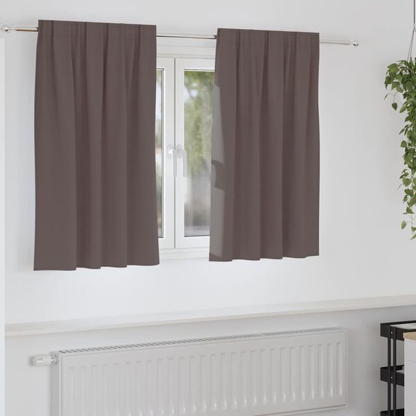 vidaXL Rideaux occultants avec anneaux 2 pcs Marron fonc&eacute; 140 x 140 cm