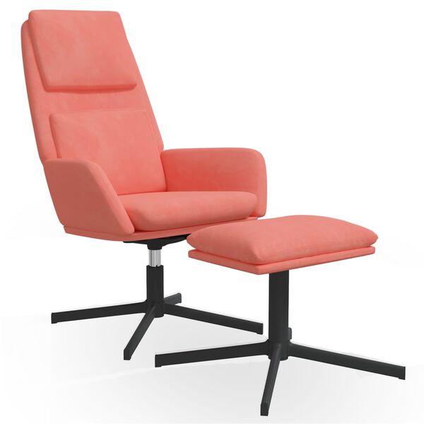 vidaXL Chaise de relaxation avec tabouret Rose Velours