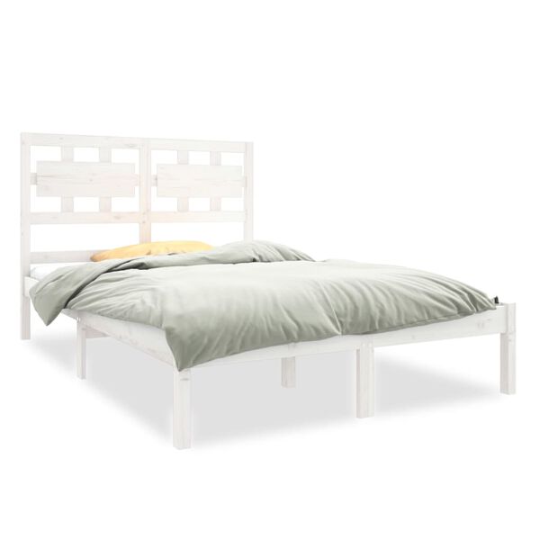 vidaXL Cadre de lit sans matelas blanc 135x190 cm bois massif