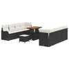vidaXL Ensemble de canap&eacute; de jardin avec coussin 11 pcs Noir polyrotin