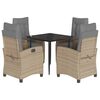 vidaXL Ensemble &agrave; manger de jardin coussins 5 pcs m&eacute;lange beige rotin