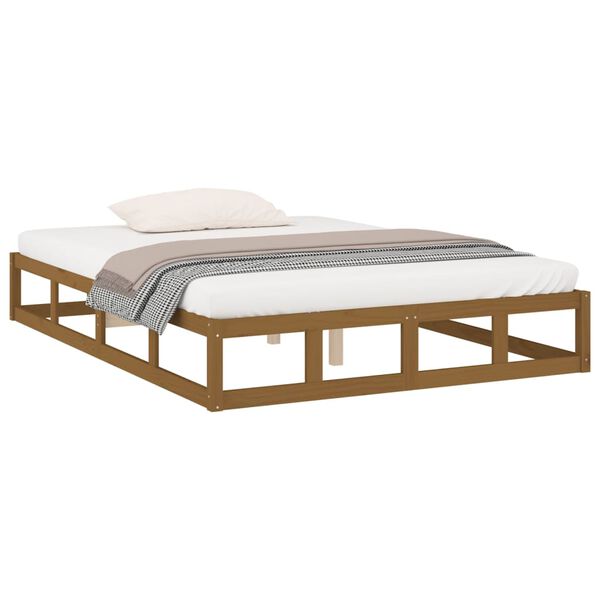 vidaXL Cadre de lit sans matelas marron miel 120x200 cm bois massif