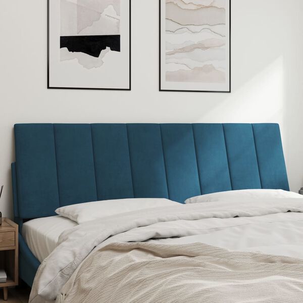 vidaXL Coussin de t&ecirc;te de lit Hanko bleu 160 cm velours