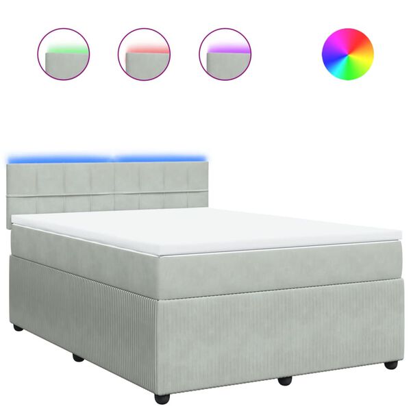 vidaXL Sommier &agrave; lattes de lit et matelas Gris clair 160x200cm Velours