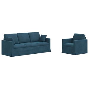 vidaXL Ensemble de Canap&eacute;s 2 pc Bleu Velours