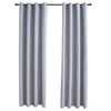 vidaXL Rideaux occultants avec anneaux en m&eacute;tal 2 pcs Gris 140x175 cm