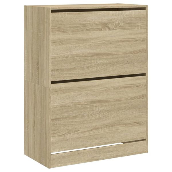 vidaXL Armoire &agrave; chaussures 2 tiroirs rabattables ch&ecirc;ne sonoma