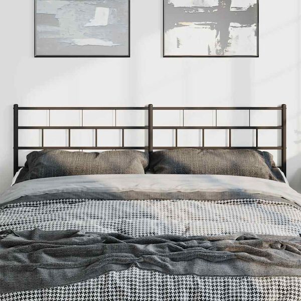 vidaXL T&ecirc;te de lit de remplacement m&eacute;tal noir 193 cm