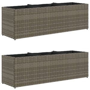 vidaXL Jardini&egrave;res avec 3 pots 2 pcs gris 105x30x32 cm r&eacute;sine tress&eacute;e