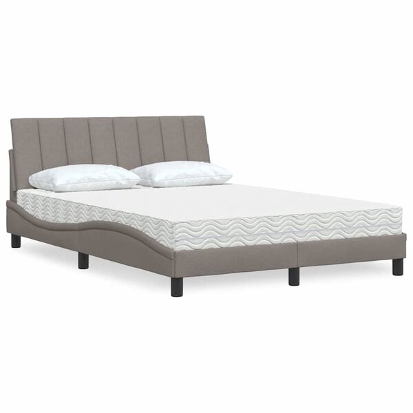 vidaXL Lit avec matelas Hanko taupe 120x200 cm tissu
