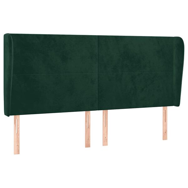 vidaXL T&ecirc;te de lit avec oreilles Vert fonc&eacute; 183x23x118/128 cm Velours