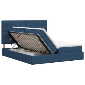 vidaXL Lit de Rangement avec t&ecirc;te de lit Bleu 200 x 200 cm Tissu