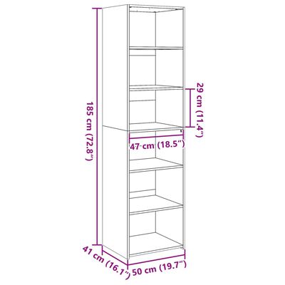 vidaXL Buffet haut blanc 50x41x185 cm bois d'ingénierie