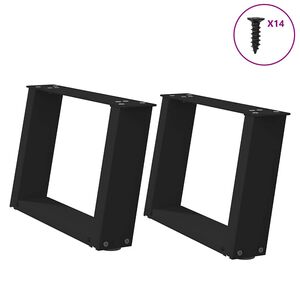 vidaXL Pieds de table basse en U, 2 pi&egrave;ces, noir, 40 x (30-31) cm, acier