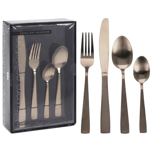 Excellent Houseware Coutellerie 16 pcs Dor&eacute; mat