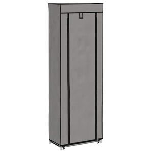 vidaXL Armoire &agrave; chaussures avec housse Gris 57x29x162 cm Tissu