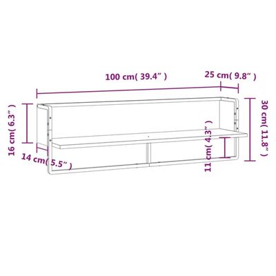 vidaXL Étagère murale avec barre chêne fumé 100x25x30 cm