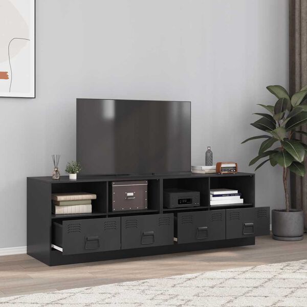 vidaXL Meubles TV 2 pcs noir 67x39x44 cm acier