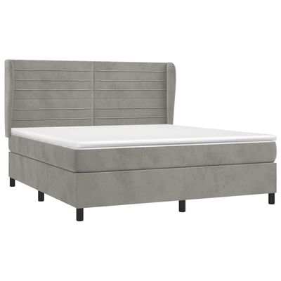 vidaXL Sommier à lattes de lit et matelas Gris clair 180x200cm Velours