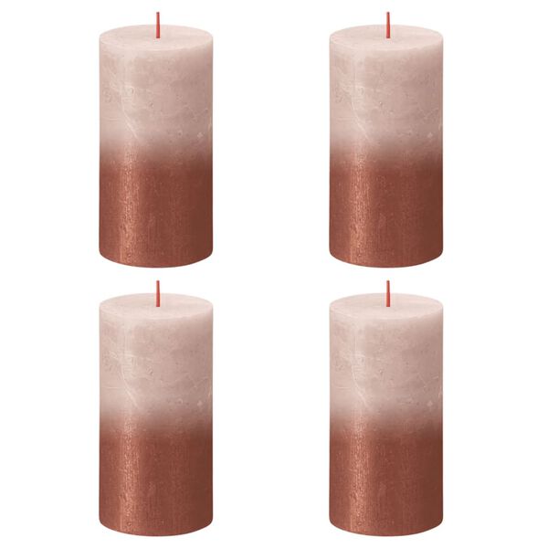 Bolsius Bougies pilier rustiques 4 pcs 130x68 mm Rose brumeux et ambre