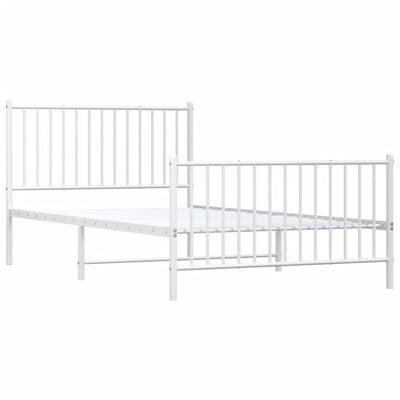 vidaXL Cadre de lit métal sans matelas et pied de lit blanc 107x203 cm