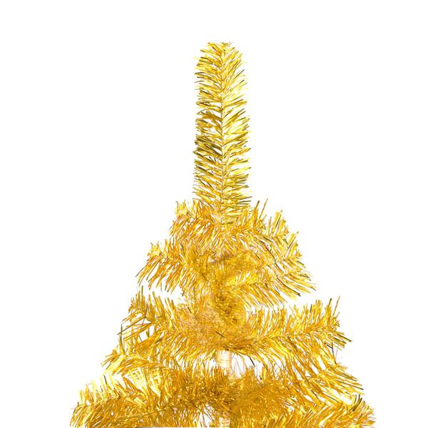 vidaXL Arbre de No&euml;l artificiel pr&eacute;-&eacute;clair&eacute; et boules dor&eacute; 210 cm PET
