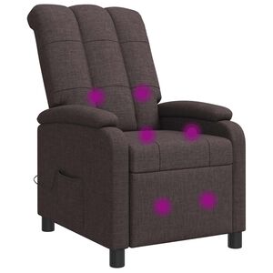 vidaXL Fauteuil de massage inclinable Marron fonc&eacute; Tissu