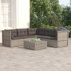 vidaXL Salon de jardin 5 pcs avec coussins Gris R&eacute;sine tress&eacute;e