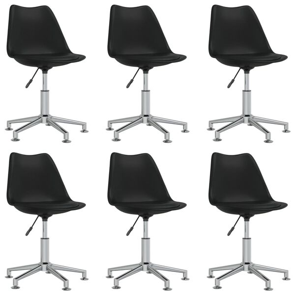 vidaXL Chaises pivotantes &agrave; manger lot de 6 noir similicuir