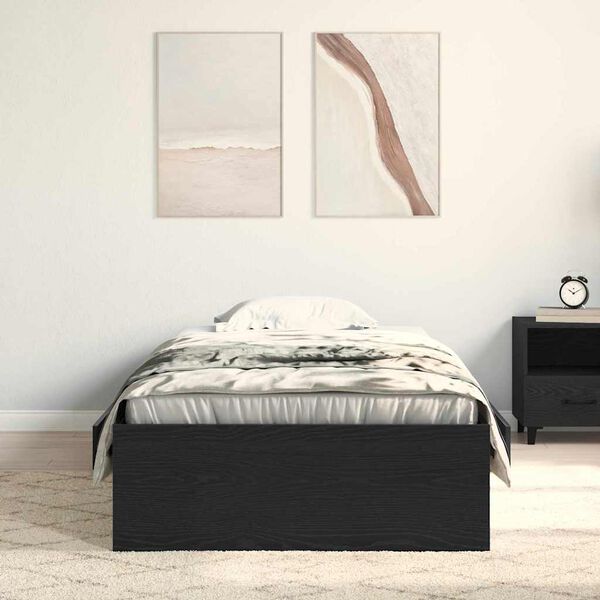 vidaXL Cadre de lit Chêne noir 90 x 190 cm Bois d'ingénierie