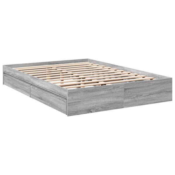 vidaXL Cadre de lit avec tiroirs sans matelas sonoma gris 160x200 cm