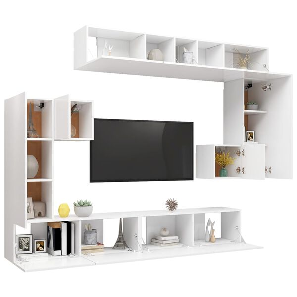 vidaXL Ensemble de meubles TV 8 pcs Blanc Bois d'ingénierie